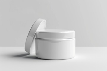 Poster - A white container with a lid sits on a table, perfect for storage and organization