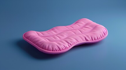 Poster - A pink pillow sits on a blue surface, ready for use
