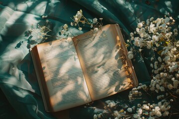 Poster - A book placed on a green cloth