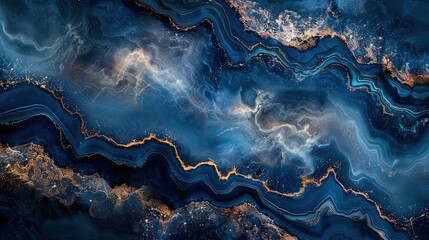 Wall Mural - Abstract Blue and Gold Swirls