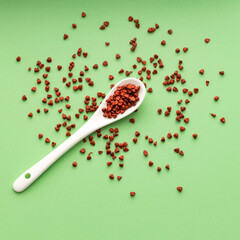 Sticker - Red organic annatto seeds in the spoon - Bixa Orellana