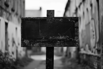 Poster - A classic black and white photograph of a street sign, perfect for use in vintage-themed designs or as a minimalist graphic