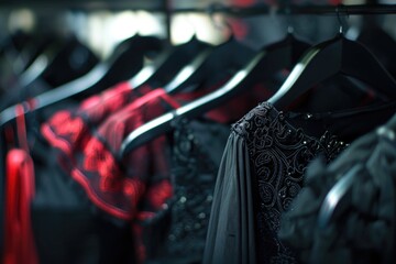 Aufkleber - A rack filled with clothes, likely from a store or closet