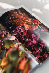 Poster - An open book with a picture of leaves, perfect for educational or literary-themed designs