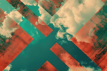 Poster - A cloudy sky with a visible cross, suitable for use in Christian-themed contexts or as a symbol of faith