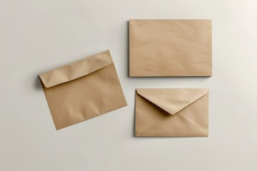 Aufkleber - Three brown envelopes lying on a clean white surface