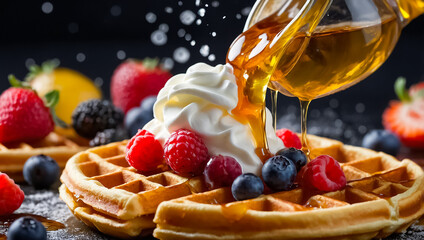 Wall Mural - Sweet waffles, national cuisine of Belgium