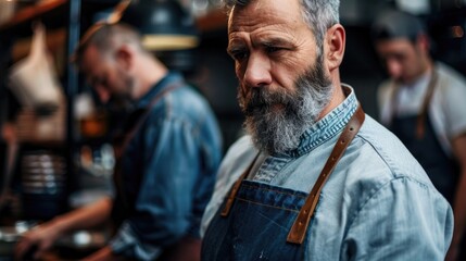 Poster - A person in an apron and beard, potentially a craftsman or DIY enthusiast