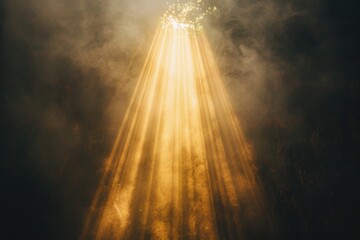 Poster - A bright sun shining through cloudy skies, a beautiful scene for weather or nature themes