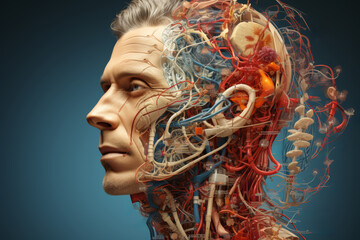 Poster - A collage of human anatomy, featuring medical illustrations, anatomical diagrams, and scientific research imagery, showcasing the complexity and beauty of the human body.  Generative Ai.