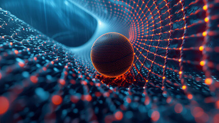 Poster - A Sphere's Journey Through A Web Of Light In The Digital Realm