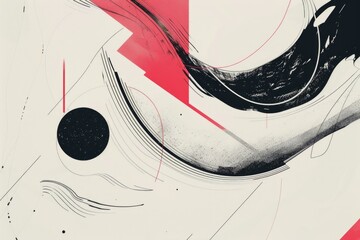 Poster - A simple black and white drawing on a red background