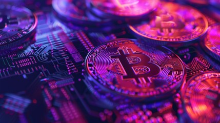 Aufkleber - Digital currency on circuit board, technology and finance concept