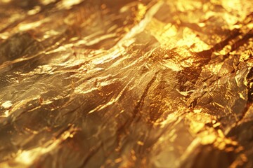 Poster - Close-up view of shiny gold foil texture, suitable for packaging design and luxury branding