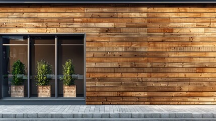 Aufkleber - A cozy wooden building with a window and some plants, suitable for use in rural or nature-themed contexts
