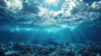 Wall Mural - Underwater Sunlight Shining Through The Ocean