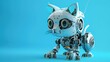 © sa-photo - Cute robot cat on a blue background.