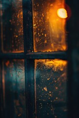 Poster - A rainy window with water droplets and streaks, great for background or texture use