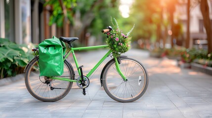 Bicycle delivering express help, eco-friendly service