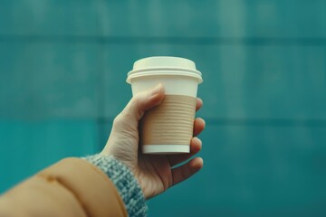 Poster - A person holding a cup of coffee in their hand