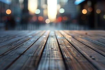 Poster - Water droplets on a wooden floor