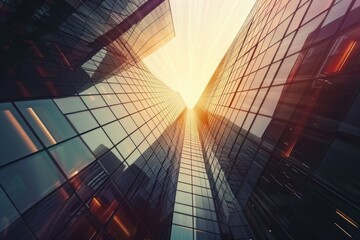 Poster - Tall building with numerous windows, perfect for cityscape or architecture images