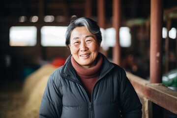 Wall Mural - Portrait of a smiling middle aged female farmer