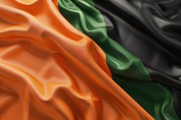 Poster - A detailed shot of black and orange fabric texture, suitable for design or illustration purposes