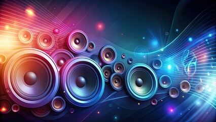 Wall Mural - Abstract music background with speakers, Abstract, music, background, speakers, sound, audio, technology, equipment