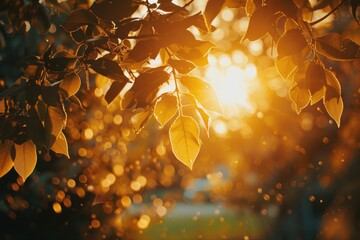 Aufkleber - A natural scene with sunlight shining through the leaves of a tree, ideal for use in images about nature, outdoor spaces or environmental conservation