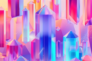 Aufkleber - A vibrant display of colorful crystals set against a bright and cheerful background, perfect for adding some sparkle to your design or project
