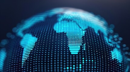 Poster - Global Soundwaves, Abstract representation of a globe with radiating sound waves, illustrating the expansive influence of online audio series, ample copy space for text, vibrant and immersive design.