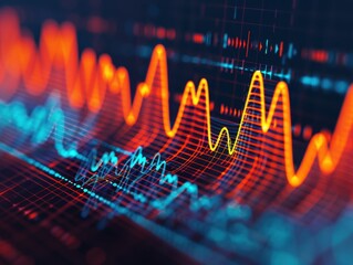 Poster - Futuristic Soundwave Fusion, abstract representation of sound waves intertwining with a digital interface, illustrating the blend of technology and audio in modern series, dynamic and engaging