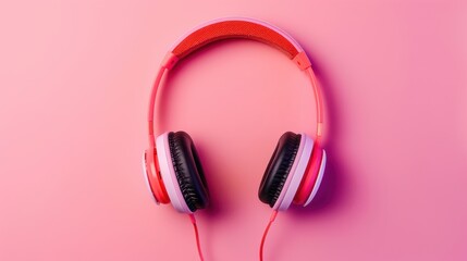 Poster - Vibrant Abstract Headphones with Radiating Sound Waves, Symbolizing Online Audio Impact, Dynamic Composition with Ample Copy Space for Text, Rich Depth of Field