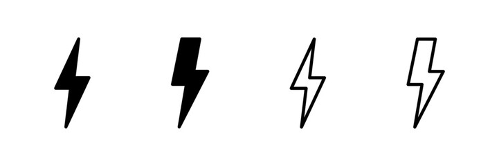 Wall Mural - Lightning icon vector isolated on white background. Bolt icon vector. Energy and thunder electric icon