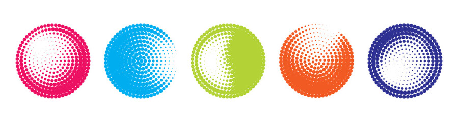 Poster - colored circle dotted halftones isolated