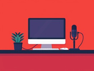 Poster - Creative Sound Mixing Online Show, vibrant flat design illustration with ample text space, engaging visual elements, immersive depth, inviting viewers to explore sound artistry.