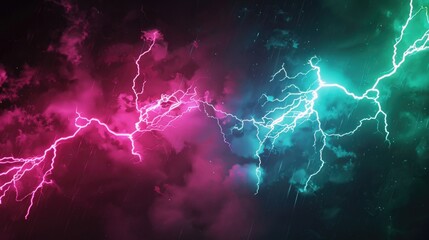 Poster - A pair of lightning bolts illuminating the clouds, a moment of electrical storm
