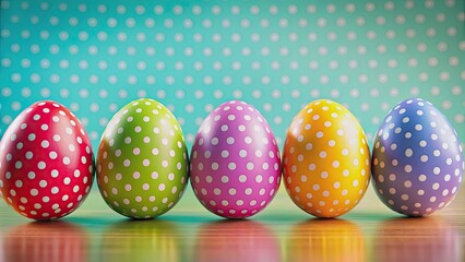 Colorful Easter eggs with vibrant polka dots, Easter, eggs, polka dots, colorful, festive, spring, celebration