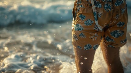 Aufkleber - A person wading in shallow water at the beach