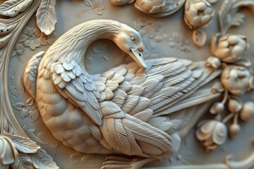 Poster - Close-up view of a detailed bird sculpture