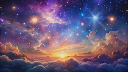 Wall Mural - mystical galaxy scene with vibrant clouds and shining stars, galaxy, mystical, vibrant, clouds, shin