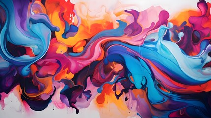 Poster - Captivating Fluid Art A Vibrant Abstract Composition of Colorful Movements and Textures