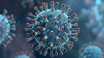 Poster - Detailed Microscopic Structure of a Virus or Coronavirus Pathogen for Scientific and Medical Research