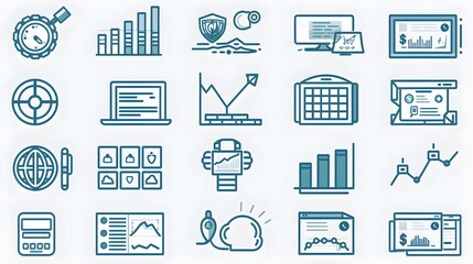 Poster - Fintech Mesh Line Icons of Financial Technology Tools and Applications