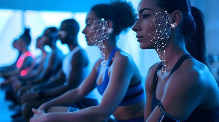 Aufkleber - Fitness Class Utilizing Wearable Technology Tracking Health Metrics