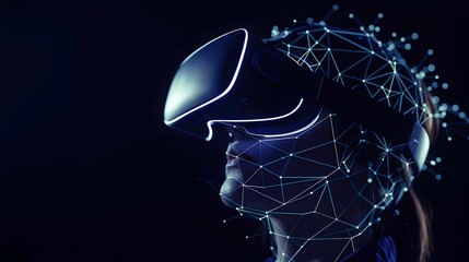Aufkleber - Futuristic Virtual Reality Headset with Mesh Network Connections