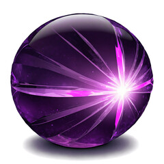 Wall Mural - purple bright glowing crystal orb isolated transparent background png .png