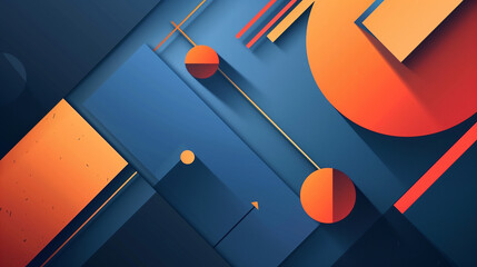 Sticker - Modern abstract background with blue and orange geometric shapes and a minimal gradient design