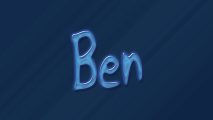 Wall Mural - Water bubble 3D text effect of name Ben 0n blue background. 